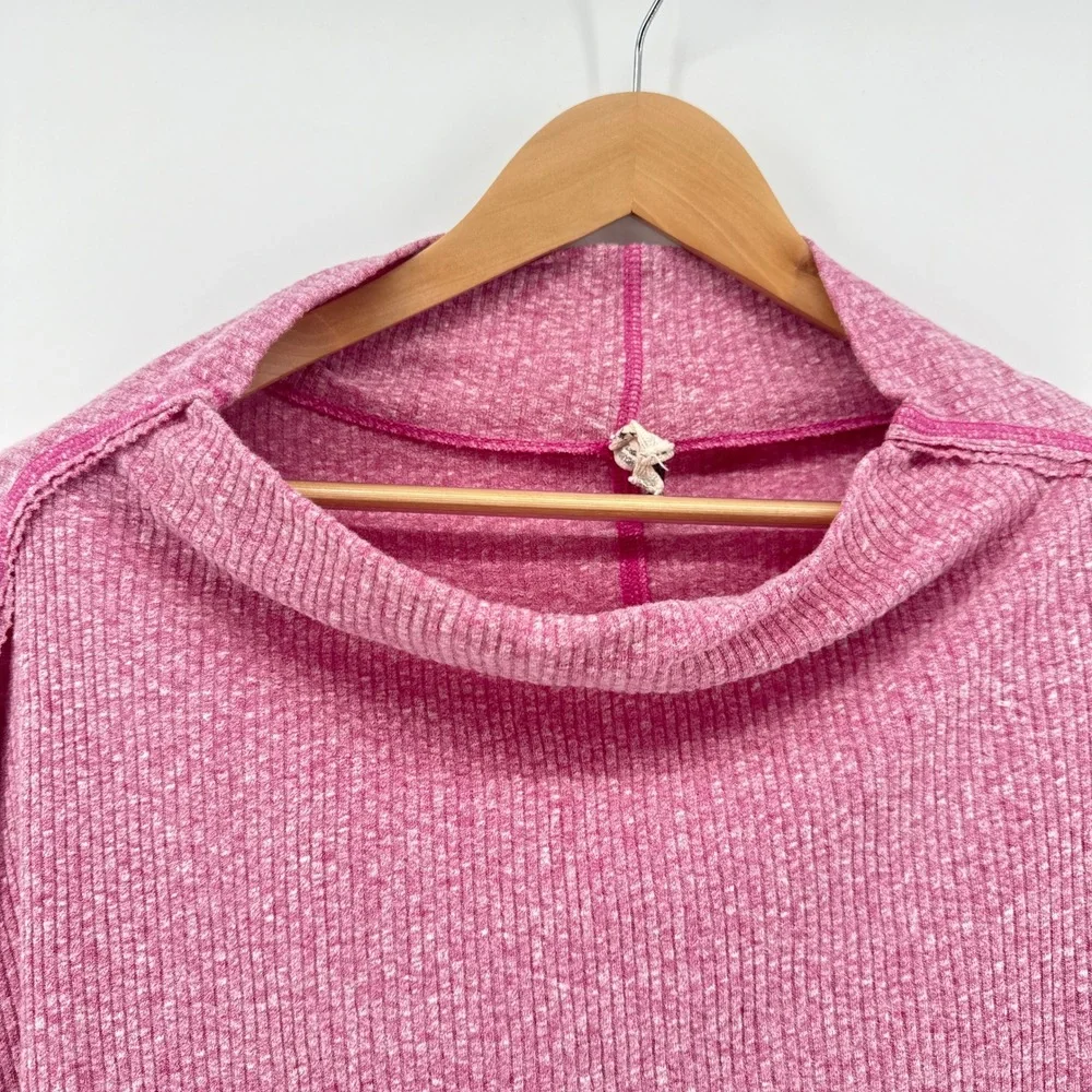 Free People Londontown Thermal Top Raspberry Cowl Neck Long Sleeve‎ Medium
